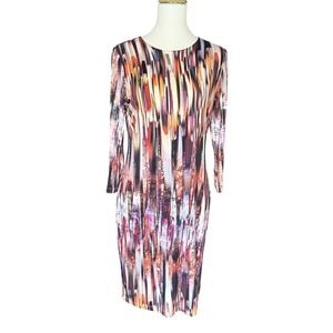 Womens Karen Kane  Abstract Print Sheath Dress Multi-Color Knee Length Size Med